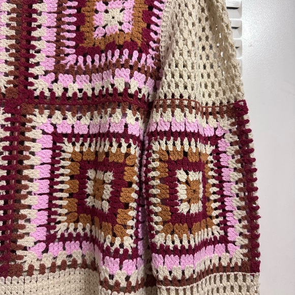 TRUTH | By Republic Knit Top Preppy Vintage Colorful Crochet Sweater Size Medium - Picture 3 of 7